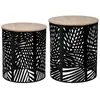 Image de Lot de 2 tables gigognes Feuilles noir D35cm/39cm - Atmosphera createur dinterieur