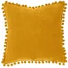 Image de Coussin pompons jaune moutarde 40x40cm - Atmosphera createur dinterieur
