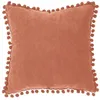 Image de Coussin pompons rose terracotta 40x40cm - Atmosphera createur dinterieur