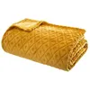 Image de Plaid 3D Losange flanelle jaune moutarde 180x230cm - Atmosphera createur dinterieur