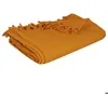 Image de Jeté de lit coton jaune moutarde 160x220cm - Atmosphera Créateur dintérieur