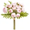 Image de Bouquet de 18 mini camélias artificiels rose H30cm - Atmosphera createur dinterieur
