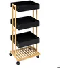 Image de Desserte 4 niveaux à roulettes Naturéo acacia noir - 5 five simply smart