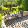 Image de Table de jardin pliante ronde Greensboro graphite 2 places en acier traité époxy - Hespéride