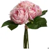 Image de Bouquet de 9 roses artificielles rose H30cm - Atmosphera createur dinterieur