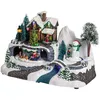 Image de Village de noël animé avec traîneau et Père Noël - Multicolore - L 238 x H. 161 cm