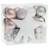 Image de Décorations sapin noël - FEERIC LIGHT & CHRISTMAS - Kit de 44 pièces - Rose Gris Blanc - Plastique
