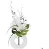 Image de Vase orchidées artificielles blanc vase céramique H44cm - Atmosphera createur dinterieur - Blanc