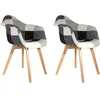 Image de Lot De 2 Fauteuils - Home Deco Factory - Patchwork - Gris Et Blanc