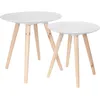 Image de Lot De 2 Tables Gigognes - Home Deco Factory - Relief Gouttelette - Ronde - Bi-matière - Blanc Et Marron