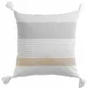 Image de Coussin déhoussable ILLIADE 40x40 cm - Coton imprimé rayures pompons bohème chic