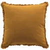 Image de Coussin déhoussable à franges 45 x 45 cm coton Eve Camel