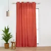 Image de Rideau tamisant 140 x 280 cm polyester Terracotta à oeillets fils métallisés