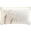 Image de Coussin déhoussable tufté motif palmier - Taille: 30x50cm - Coloris: Ecru