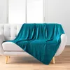 Image de Plaid flanelle 125x150 cm - Relief feuillage - Bleu