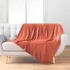 Image de Plaid flanelle 125x150 cm - Relief feuillage - Terracotta