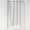 Image de Panneau à illets 140 x 240 cm voile sable + top pompons Mélusine blanc - Rideau