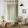 Image de Voilage tamisant 140 x 240 cm Greenybel - Voile sablé vert avec bande jute et oeillets