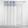 Image de Voilage à oeillets 140 x 240 cm Amazonia Bleu   voile sablé imprimé floral avec frange en jute