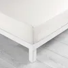 Image de Drap Housse - LINA - 160x200 cm - Blanc - 57 Fils - Coton Naturel