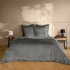 Image de Housse de Couette 240 x 220 cm   Velours Uni   Velina Anthracite + 2 Taies