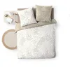 Image de Housse de couette réversible - 220x240 cm + taies - Feuillage blanc et beige - Beige