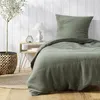 Image de Parure de lit 140 x 200 cm double gaze coton uni 57 fils Angelia Kaki