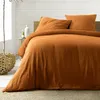 Image de Housse de couette réversible 240 x 220 cm Angelia Caramel + 2 taies   gaze de coton
