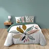 Image de Housse de couette 240 x 220 cm OCTAVIA - 100% coton 42 fils + 2 taies - motif floral vert réversible