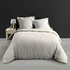 Image de Parure de lit 240x220 cm + 2 taies   Percale 78 fils   ELIOT   Motif beige sur fond blanc