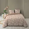 Image de Housse de couette 240 x 220 cm MORGANE Mocha   100% coton 57 fils + 2 taies   motif végétal boutons-pression