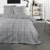 Image de Parure de lit en coton réversible - Sunshine - l 220 x L 240 - Imprimé quadrillé - Gris