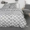 Image de Parure de lit double en coton flanelle imprimé style tricot - Gris clair - 220 x 240 cm