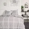 Image de Parure de lit double en coton flanette à imprimés carreaux - Gris - 220 x 240 cm