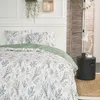 Image de Parure de lit double en coton flanelle imprimé floral - Blanc/Vert - 240 x 260 cm