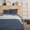 Image de Parure de lit double en coton flanelle imprimé pois - Bleu marine - 240 x 260 cm