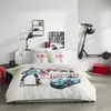 Image de Parure de lit - TODAY - JAVA - 2 personnes - 240x220 cm - Coton - Imprimé Street racing - Blanc