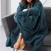 Image de Plaid à capuche - TODAY - Uni Bleu - Doux et moelleux - 115x165 cm - Polyester 180 GSM