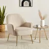 Image de Fauteuil MARCELINO en velours beige avec piètement doré