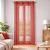 Image de Voilage filet avec parement taffetas Rouge Orangé 140x240 cm