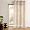 Image de Voilage organza rayures verticales tissées Beige 140x260 cm