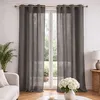 Image de Voilage poly-lin uni fluide Gris 140x240 cm