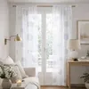 Image de Voilage de fenêtre ronds brodés Blanc 90x210 cm