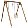 Image de Portique en bois carré 2 agrès avec balançoire bébé AMBRE