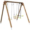 Image de Portique en bois carré 3 agrès avec balançoire bébé et face à face PIERRE
