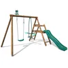 Image de Portique en bois rond 2 agrès avec balançoire et face à face MENTHE