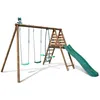 Image de Portique en bois rond 3 agrès avec face à face et toboggan VIOLETTE