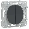 Image de Ovalis - double va-et-vient - anthracite - Fixation par vis - 3x2 bornes auto - 10 AX - 250 V CA 50 Hz - IK04 - IP21 D - couvercle