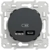 Image de Prise chargeur double usb A+C 12W à assembler Odace SCHNEIDER ELECTRIC anthracite