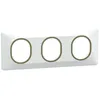 Image de Plaque de finition 3 postes - Horizontal - Ovalis - S320706D - Schneider - Blanc bague laiton